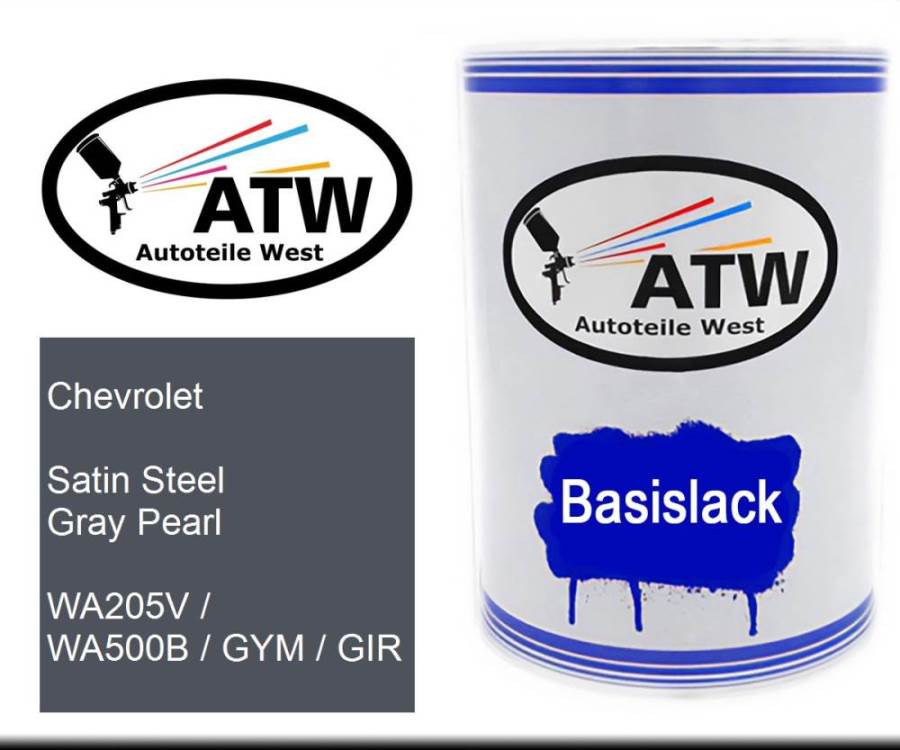 Chevrolet, Satin Steel Gray Pearl, WA205V / WA500B / GYM / GIR: 500ml Lackdose, von ATW Autoteile West.